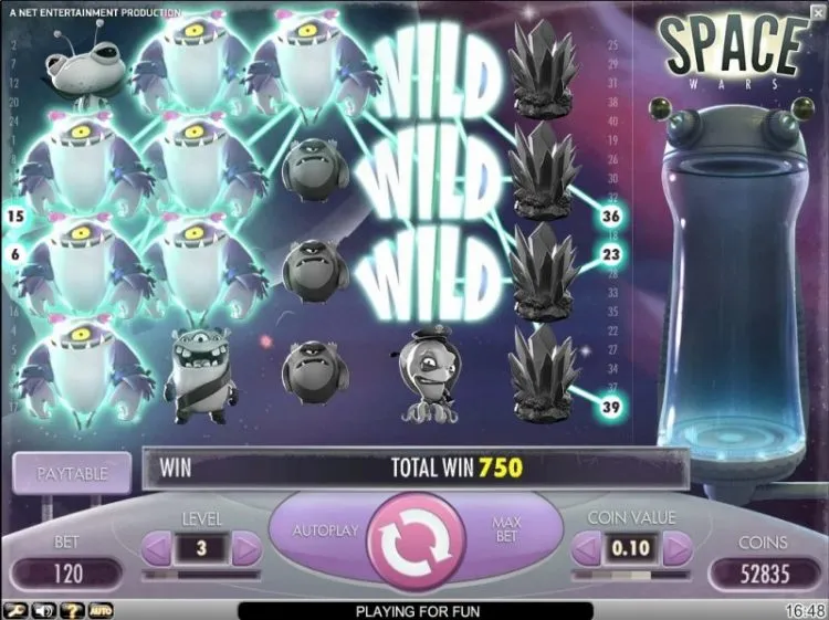 Screenshot Skjermbilde Space Wars Slot Online Casino Spilleautomat Wilds Spilleautomater