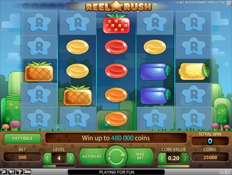 Screenshot Skjermbilde Reel Rush NetEnt Slot Machine Online Casino Spilleautomat Spilleautomater