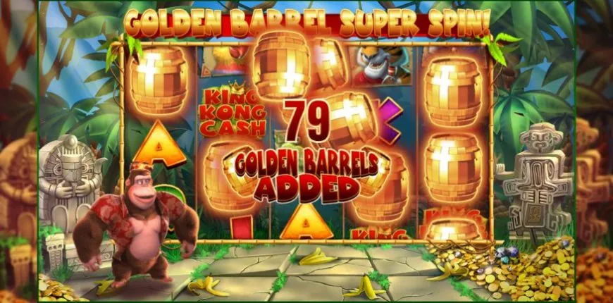 King Kong Cash Blueprint Gaming Golden Barrel Super Spins Freespins free spins slot machine online casino bonus norske spilleautomater