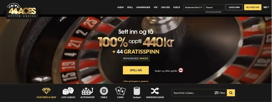 44aces Casino Skjermbilde