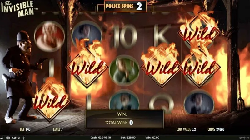 Bonus Game Freespins Police Spins NetEnt The Invisible Man Online Slot Casino Spilleautomat Spilleautomater