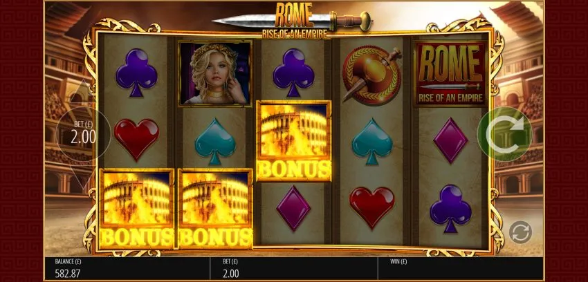 Rome Rise of an Empire Spilleautomat Omtale Slot Review Bonus freespins free spins norske spilleautomater på nett bonus trigger