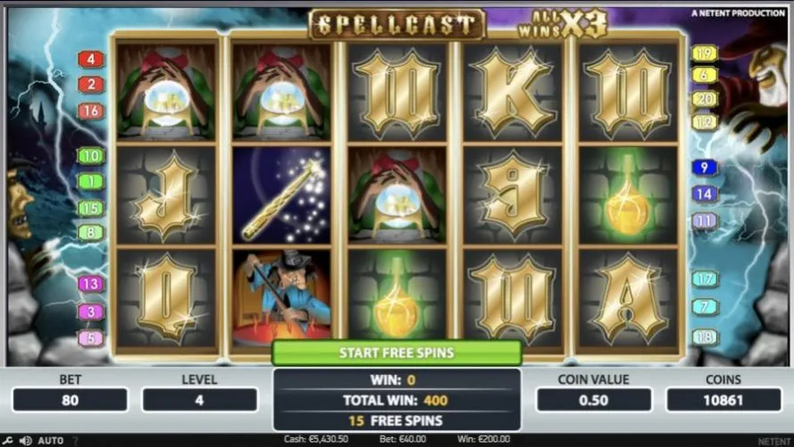 Spellcast Netent Screenshot Freespins Scatter Symbol Slot Review Omtale Norske Spilleautomater Spilleautomat Online Casino