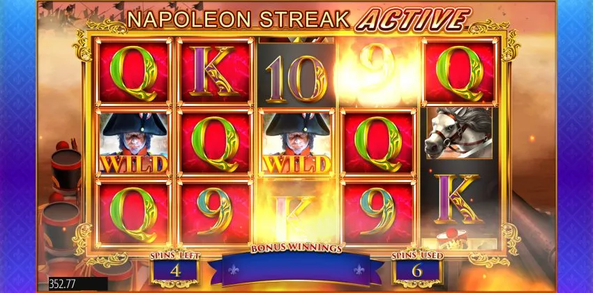 Napoleon Slot Blueprint Gaming Norske Spille Automater Spilleautomat Spilleautomater Napoleon Streak Function Funksjon Bonus Spill Free Spins Freespins Sticky Wins