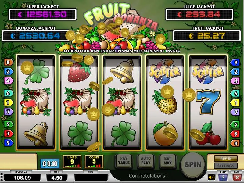 fruit bonanza screenshot spilleautomat play n go