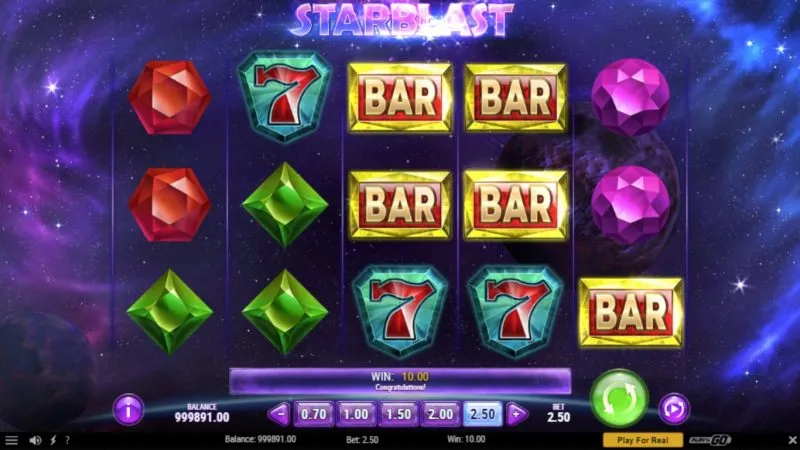 Starblast Play N Go Main Screen Skjermbilde Slot Machine Online Casino Spilleautomat Spilleautomater