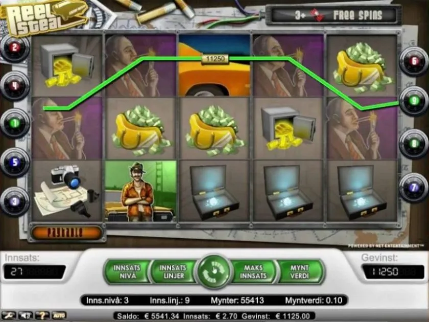 Reel Steal Netent Screenshot Big Win Freespins Slot Review Omtale Norske Spilleautomater Spilleautomat Online Casino