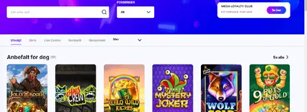 MegaRush Casino - Spillutvalg