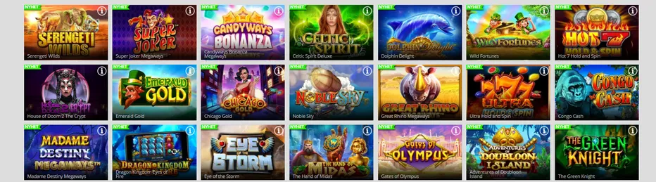 spilleutvalg hos online casino