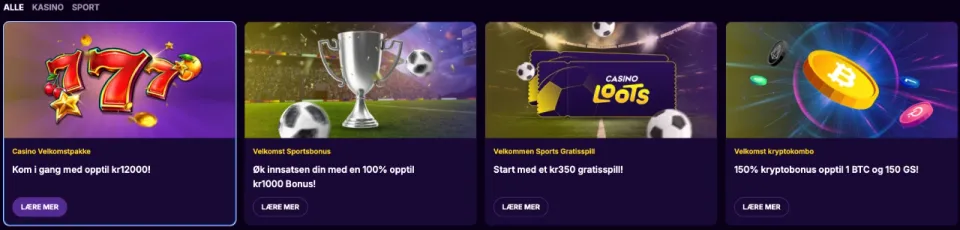casinoloots casino norge bonus