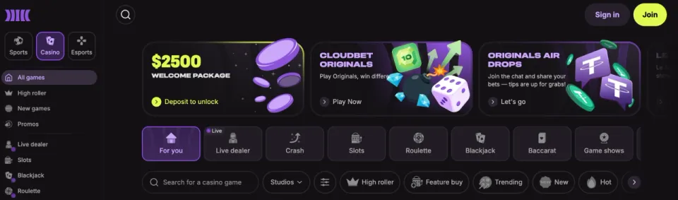 cloudbet casino norge