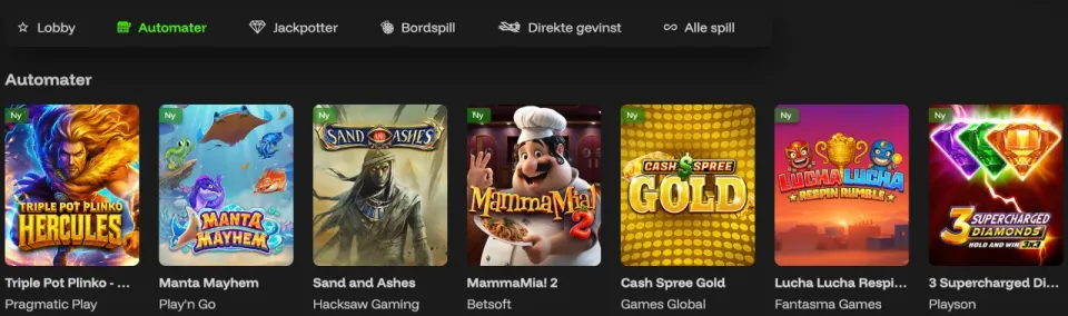 instacasino norge spill