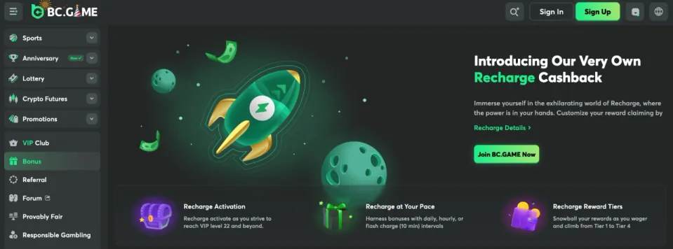 bc game casino norge cashback