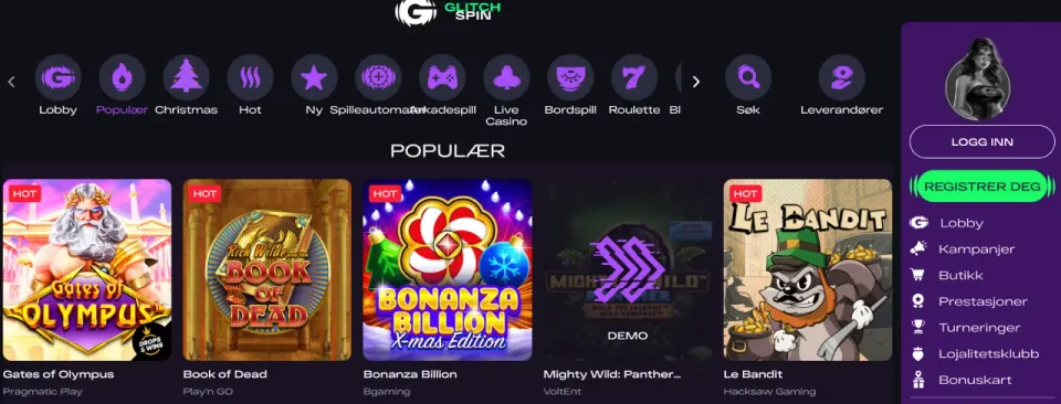 glitchspin casino norge spill