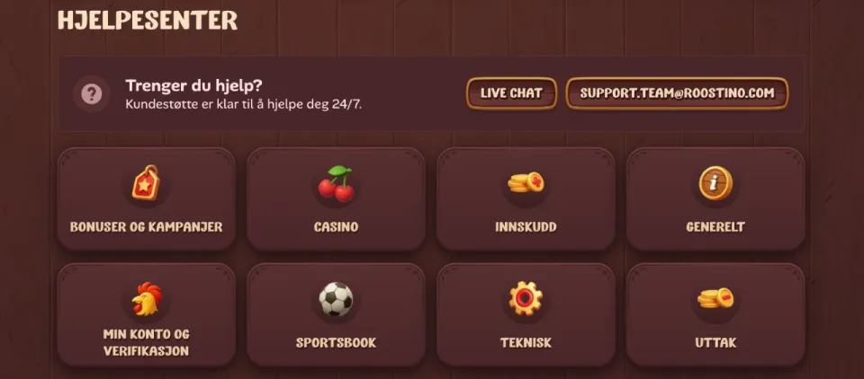 roostino casino norge hjelpesenter