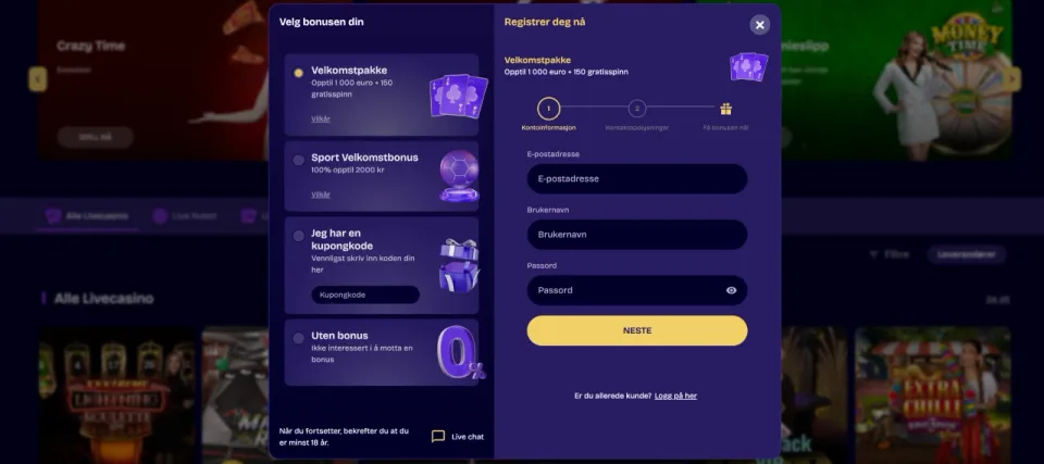 lucknation casino norge registrering