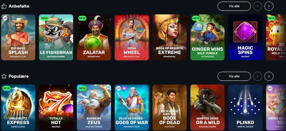 Luckywins spillutvalg