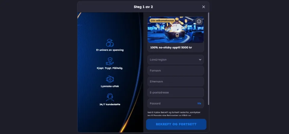 panosta casino norge registrering