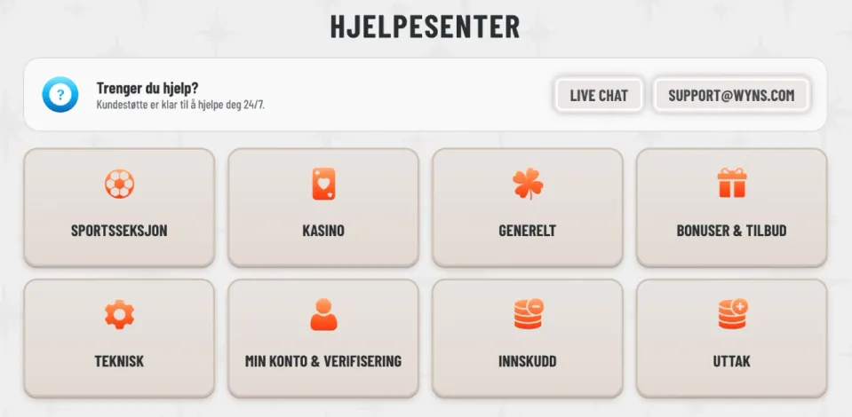wyns casino norge hjelpesenter