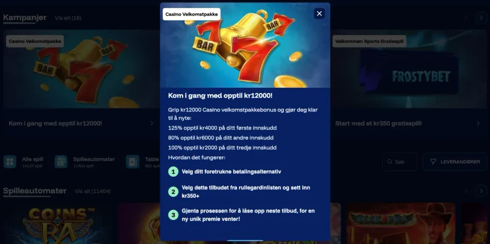 frostybet casino norge bonus