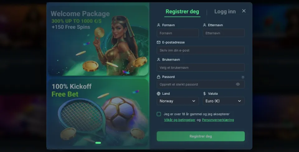 betportal casino norge registrering