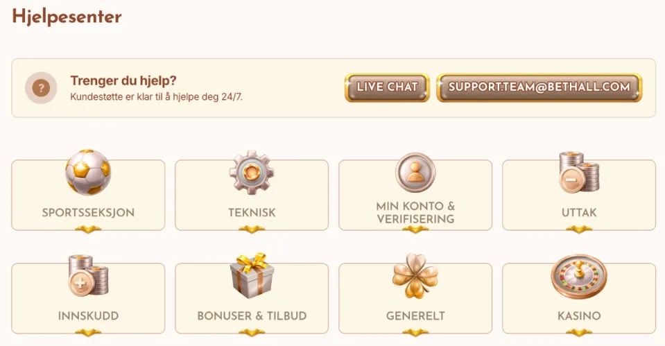 bethall casino norge hjelpesenter