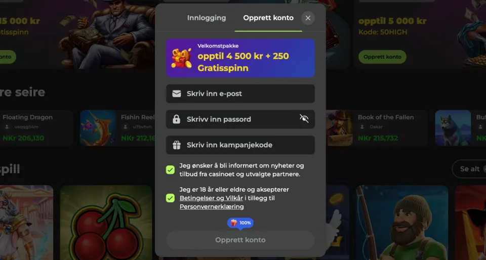 capospin casino norge registrering
