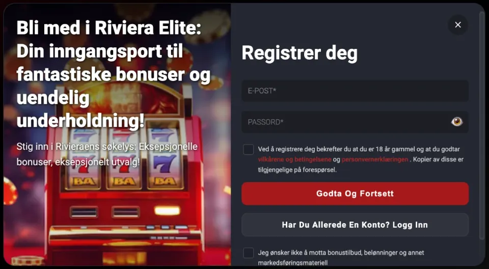 riviera casino norge registrering