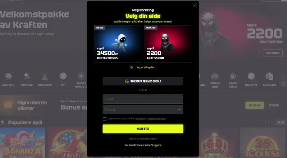 slotsvader casino norge registrering
