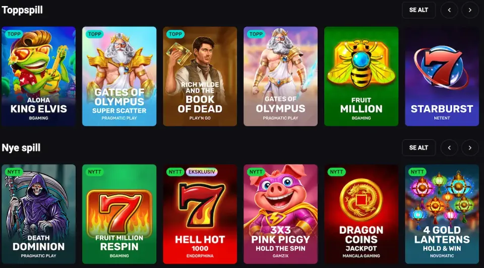 N1 Bet casino spillutvalg