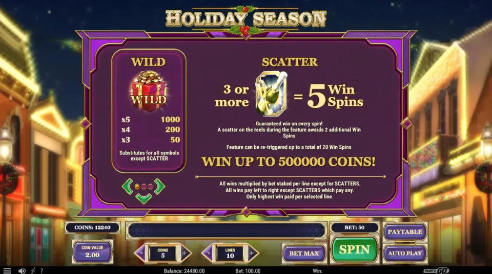 holiday season spilleautomat bonus
