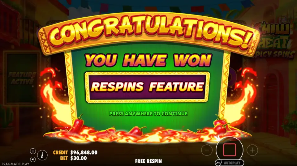 chilli heat spicy spins respins funksjon