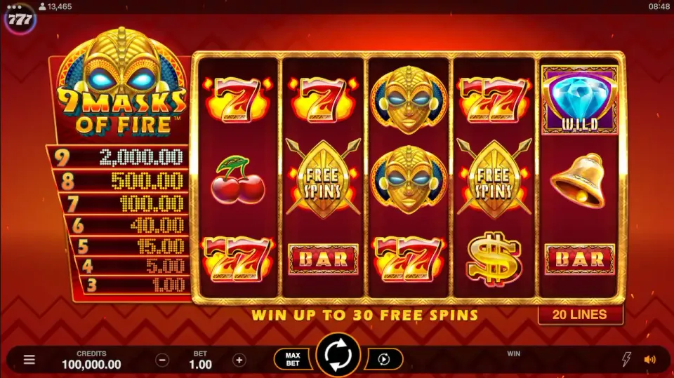 9 masks of fire slot