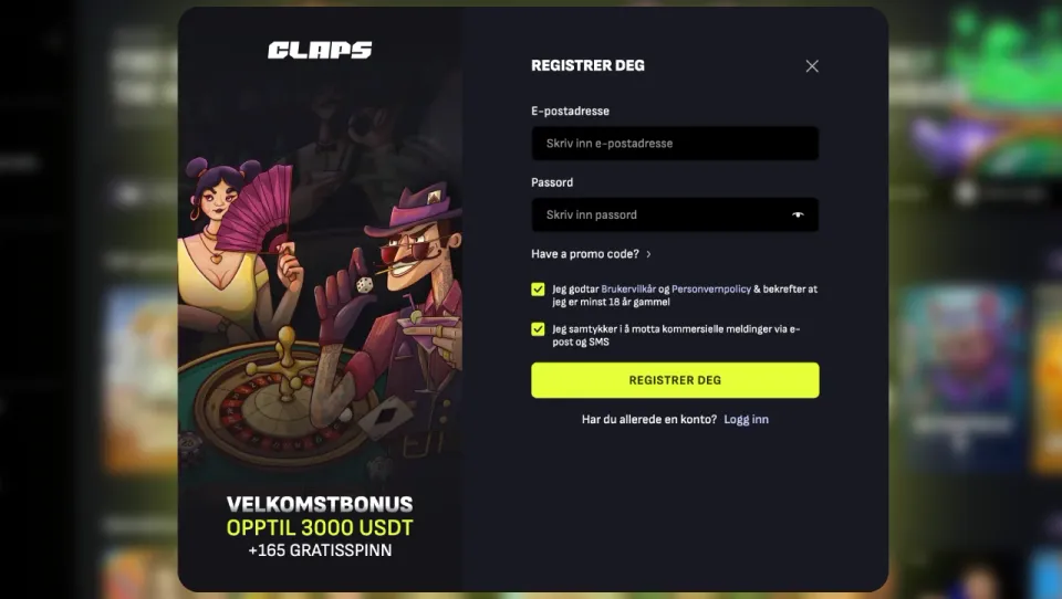 claps casino norge registrering