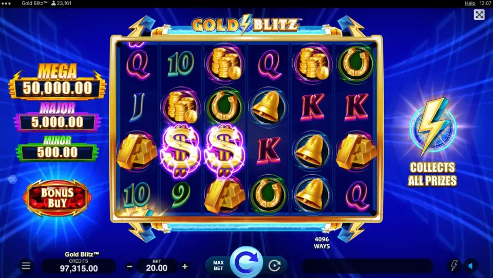 gold blitz spilleautomat oppsett