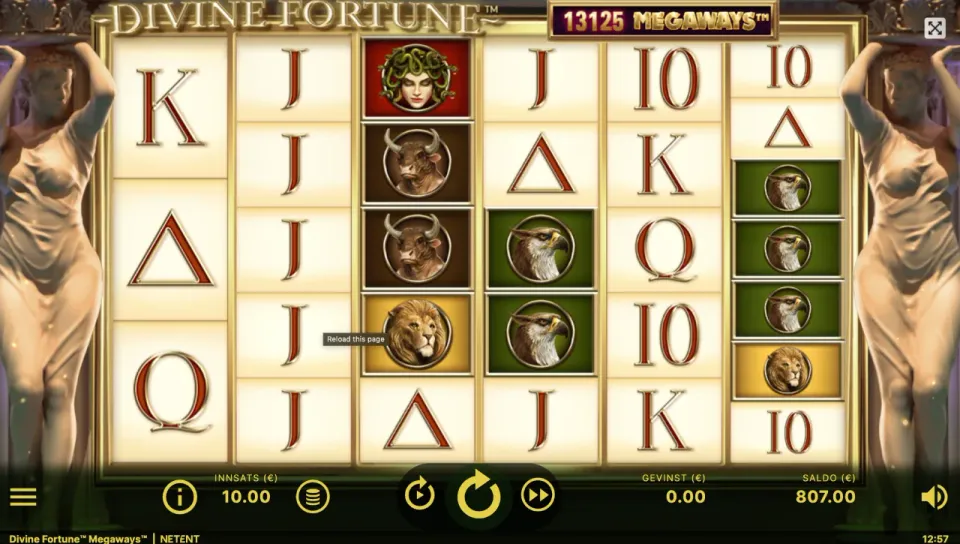 divine fortune megaways oppsett