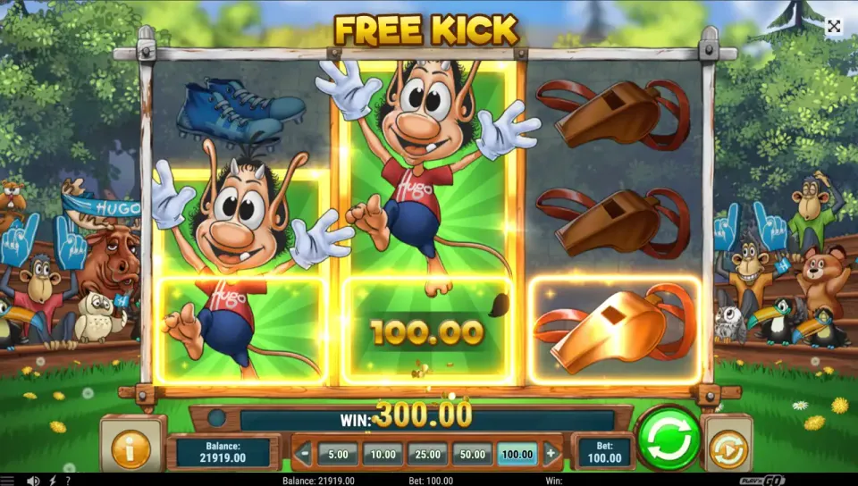 hugo goal spilleautomat free kick