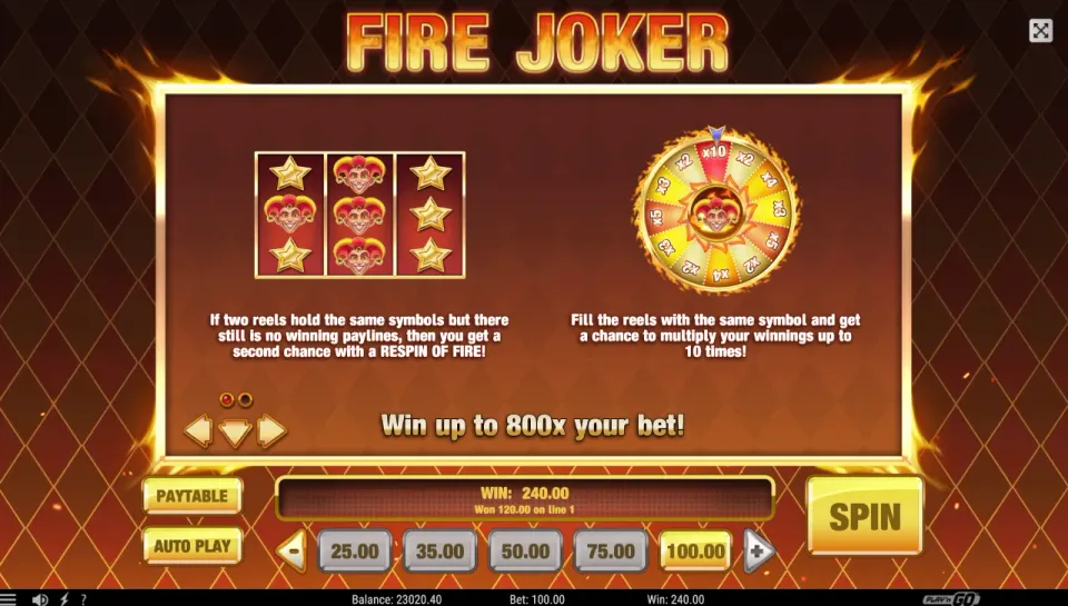 fire joker spilleautomat bonus