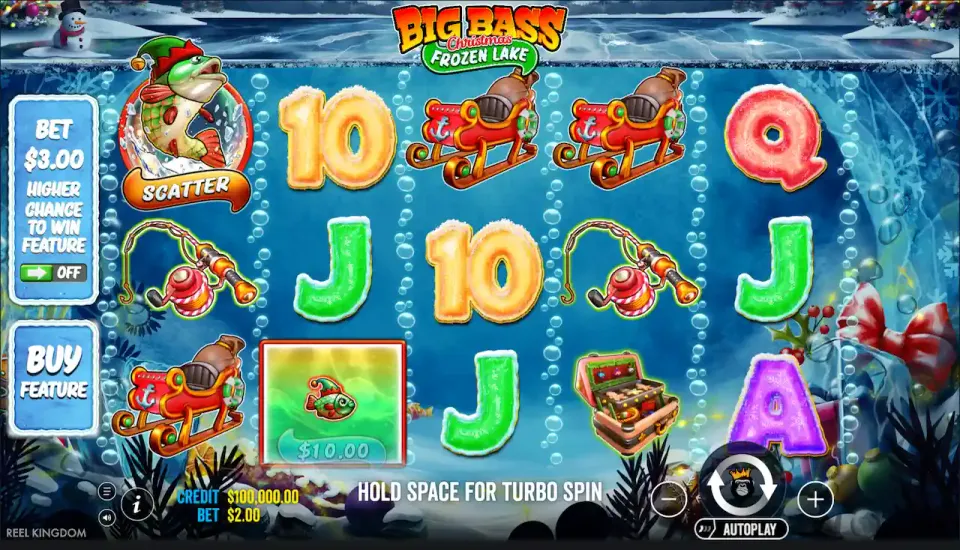 big bass frozen lake