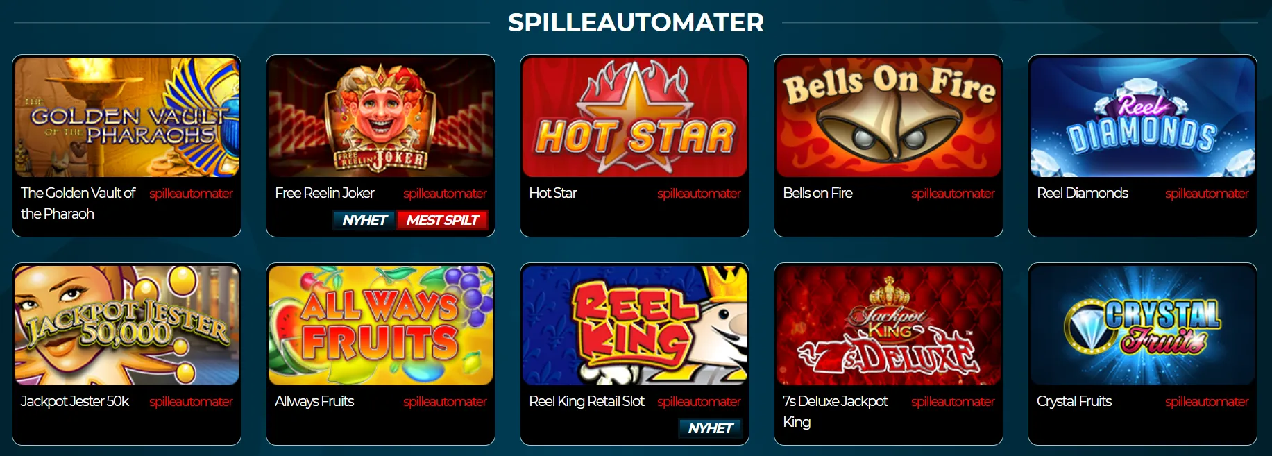 Spillutvalg spilleautomater casino norge